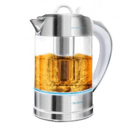 Fierbator cu filtru de ceai 2 in 1 Cecotec ThermoSense 370 Clear, 2200 W, 1.7L, Inox, oprire automata