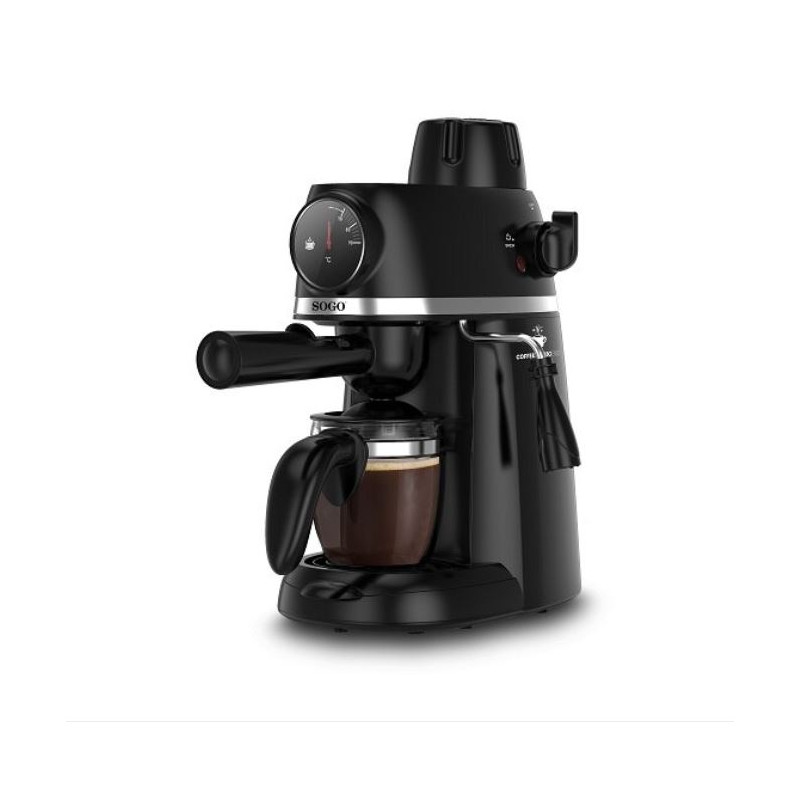 Espressor de cafea SOGO CAF-SS-7645, 800W, presiune 3,5 bari, 240ml, 4 cesti, Indicator temperatura apa, Teava de scurgere detasabila, Usor de curatat, Negru