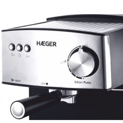 Espressor, HAEGER CM-85B.009A, 850 W, 1.6 L, 15 bar, filtru dublu din inox, Argintiu