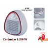 Aeroterma ceramica, Jata, 1200W, 2 trepte de incalzire si termostat, functie de ventilator pentru vara, alba rosie