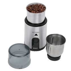 Rasnita electrica de cafea,SOGO MOL-SS-5233,2IN1,160 W,umed uscata,capacitate 85 gr,2 recipient,otel inoxidabil,negru/argintiu