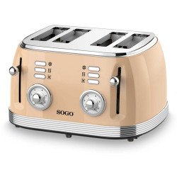 Prajitor de paine SOGO TOS-SS-5475,4 felii, 1500W, 6 nivel de rumenire, oprire automata, crem