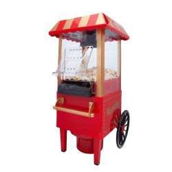 Aparat de facut popcorn, SOGO PAL-SS-11330, Putere 1200W, Popcorn in stil traditional, Design retro, Cu roti, Rosu