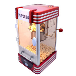 Aparat pentru popcorn, SOGO PAL-SS-11350, 310 W, otel inoxidabil, picioare anti-alunecare,lumina interna, ON/OFF, alb/rosu