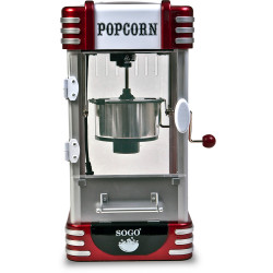 Aparat pentru popcorn, SOGO PAL-SS-11350, 310 W, otel inoxidabil, picioare anti-alunecare,lumina interna, ON/OFF, alb/rosu