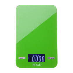 Cantar de bucatarie din sticla SOGO BAC- SS-3960G, rectangular, Oprire automata digital, 21x13cm, max. 5Kg, verde