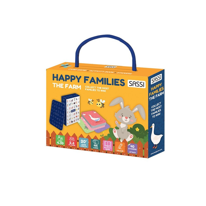 Ser joc Happy Families, Gradina - 44 de cartonase, carte si 40 de stickere, Sassi