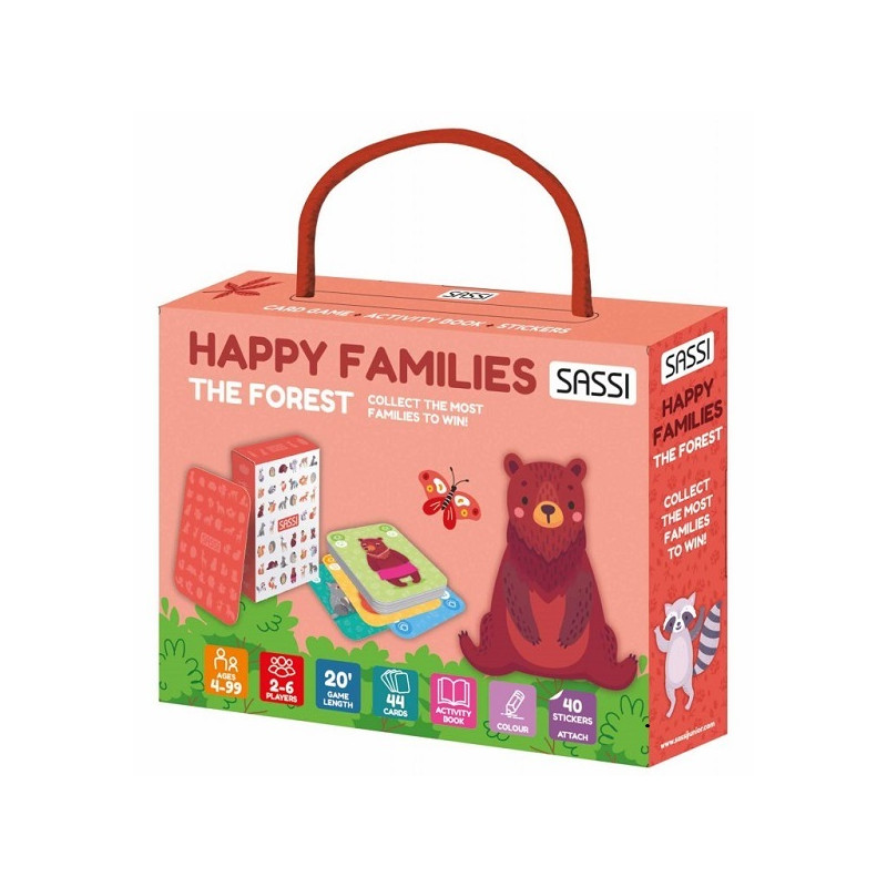Ser joc Happy Families, Padurea- 44 de cartonase, carte si 40 de stickere, Sassi