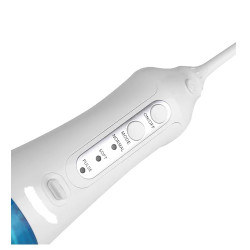 Irigator Bucal SOGO IDB-SS-12355 Profesional Pentru Dus Bucal si Oral, Fara Fir, Portabil, Cu Baterie 1250 -1650 mAh, 3 Trepte De Presiune, 300ml Rezervor, Capete Intradentare Incluse, Alb/Albastru