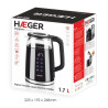Fierbator electric HAEGER Digi-glass EK-DIG.028A, Putere 2200W, Capacitate 1.7 l, 7 trepte de temperatura, Ecran digital, Panou tactil, Negru