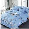 Lenjerie de pat din finet, 6 piese, pentru pat dublu, 245x250 cm, Pucioasa, Albastru,