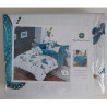 Lenjerie de pat din finet, 6 piese, pentru pat dublu, 245x250 cm, Pucioasa, Alb/ turquoise blue