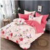 Lenjerie de pat din finet, 6 piese, pentru pat dublu, 245x250 cm, Pucioasa,beige/roz